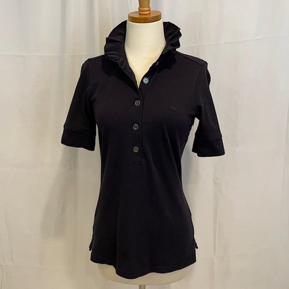 Burberry ruffle collar polo - Black knit five button - Size M - Picture 2 of 13